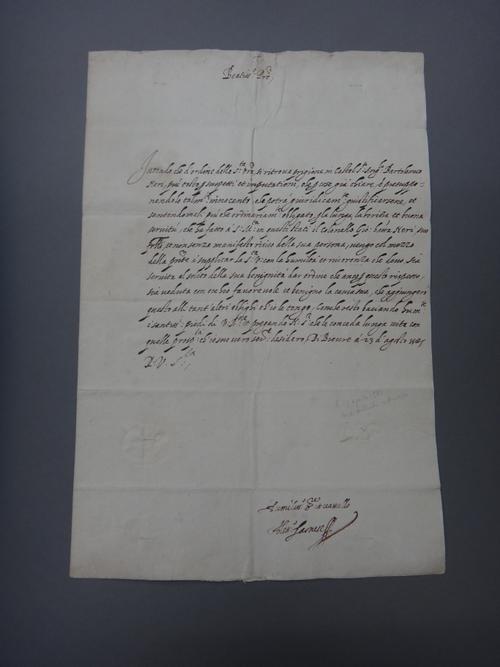 CARDINAL ALESSANDRO FARNESE (1520 - 1589) - manuscript letter, 13 lines on foolscap paper, signature beneath (?1586)  *  possibly writing to Pope Sixt