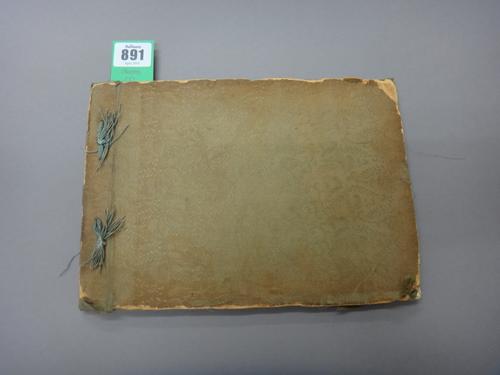 JAPAN - The Rice in Japan.  20 coloured & captioned photo. plates. silk boards (upper pictorial wrapper bound-in), oblong 8vo. Kobe, (ca. 1910)