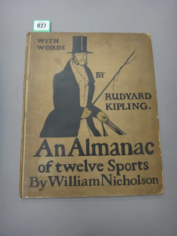 NICHOLSON (Wm.)  An Almanac of Twelve Sports. Words by Rudyard Kipling. First Edition. coloured & decorated title, 12 coloured plates; cloth-backed pi