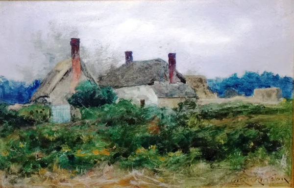 Octavius Rickatson (fl.1877-1893), Cottages in a landscape, watercolour, signed, 13cm x 20cm.