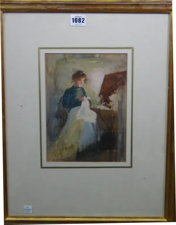 Ambrose McEvoy (1878-1927), Women sewing, watercolour, 23cm x 16.5cm. Provenance - J S Maas & Co Ltd, Spring exhibition 1968.