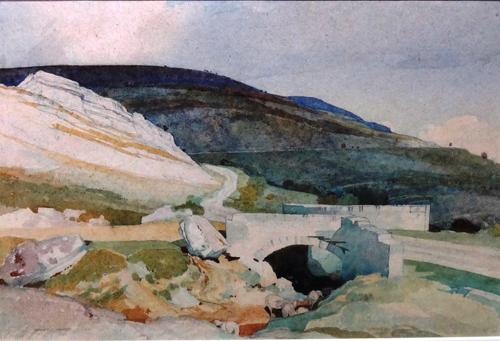 Charles Knight (1901-1990), Trevor Rocks North Wales, watercolour, signed, inscribed on label verso, 33.5cm x 50cm. DDS