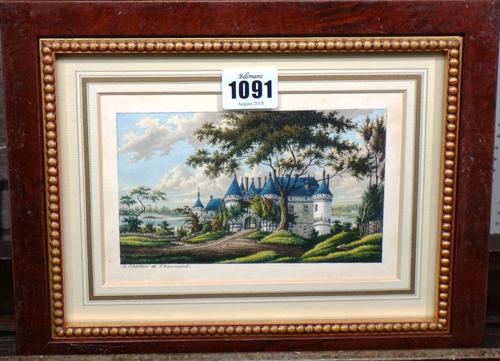 French School (late 19th/early 20th century), Chateaux de Loire, a set of six watercolours, each 9cm x 15cm.(6)