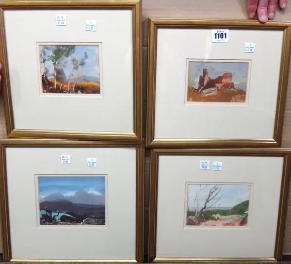 Cecil Arthur Hunt (1873-1965), Four landscape sketches, watercolour and gouache, two signed, the largest 10.5cm x 12.5cm.   DDS