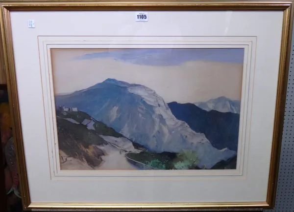 Cecil Arthur Hunt (1873-1965), A pass in the Apennines, gouache, signed, 34.5cm x 50cm. DDS
