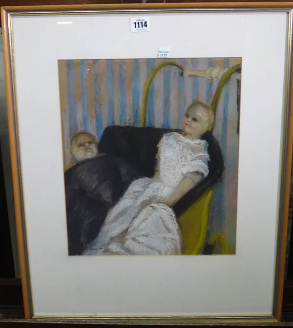 Diana Low (1911-1975), Victorian wax dolls, a pair, pastel, both signed, each 35cm x 30cm.(2) DDS