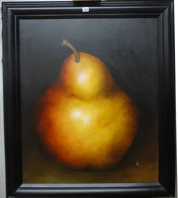 Ana Oneto de Livingston (contemporary), Big Pear, oil on canvas, signed and dated 2000, 91cm x 75cm. DDS