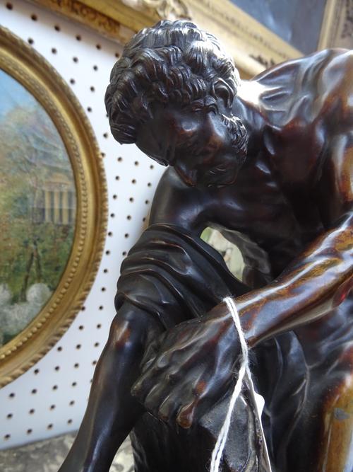 After the antique, a Continental bronze model 'Milo of Croton', late 19th century, after the original by Jacques-Edme Dumont (1761-1844), 39cm high. I