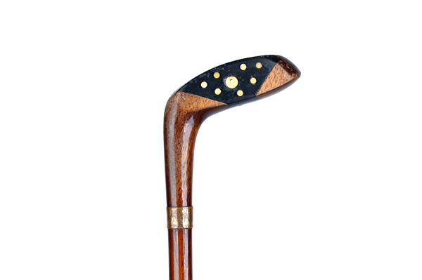 An ash and hickory novelty 'golf club' walking stick or 'Sunday stick', early 20th century (92cm) and another similar (94cm), (2). Illustrated