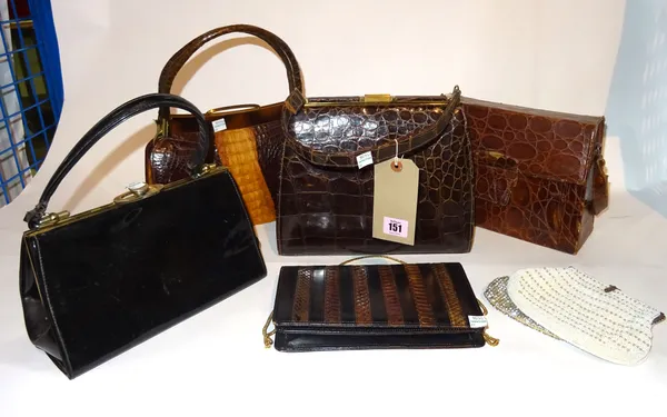 Five 20th century leather handbags, (5).   S3M