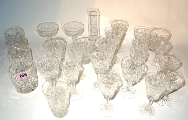 Glassware, comprising; 20th century cut glass drinking vessels of various designs, (qty).  S3M