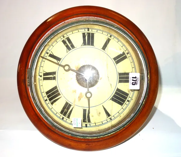 An early 20th century walnut postman's alarm clock, 30cm wide.   S4T