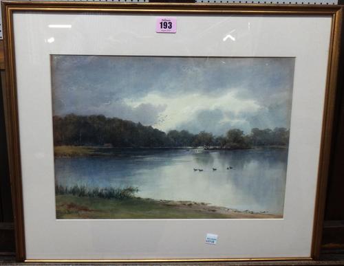 Fred Dixey (19th/20th century), Lake scene, watercolour, signed, 27cm x 38cm.   F1