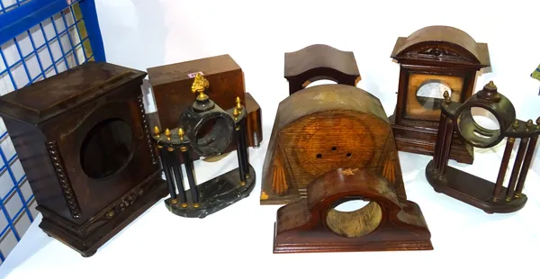 Horological interest, a group of mainly 20th century mantel clock cases, including Art Deco and others.  S2B