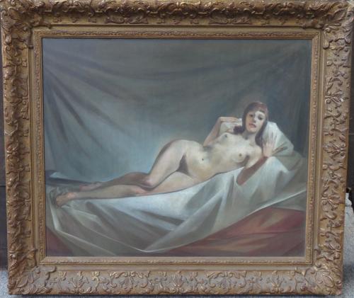 Continental School (early 20th century), Reclining nude, oil on panel, 50cm x 60cm.  D1