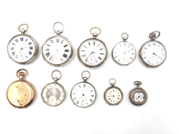 Three silver cased, key wind, openfaced gentlemen's pocket watches, Birmingham 1886, Birmingham 1909 and London 1890, a silver cased, keyless wind, op