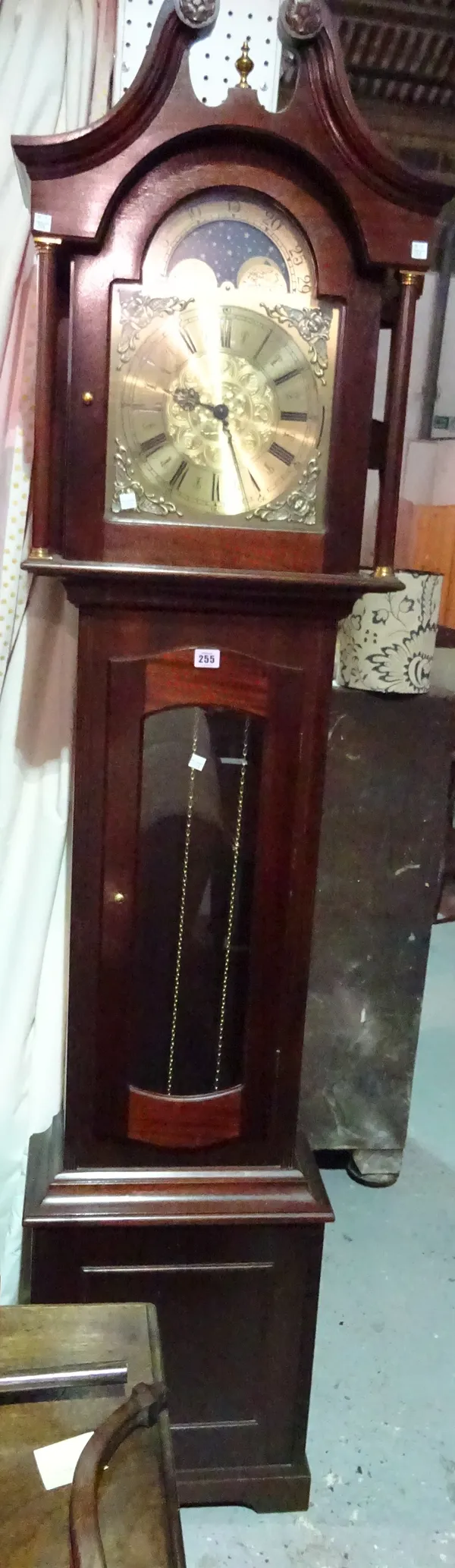 Smallcombe; a 20th century mahogany cased eight day longcase clock, 45cm wide x 190cm high, 1 x pendulum & 3 weights.  K5