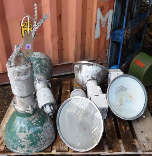 Thorlux; a group of five 20th century industrial ceiling lights of various sizes (5).  OUT