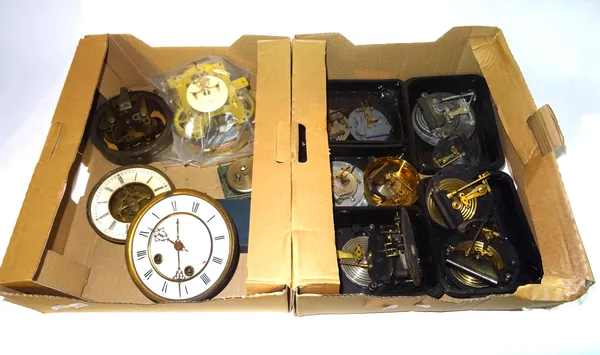 Horological interest; a quantity of clock movements and restoration parts, (qty).  S2M