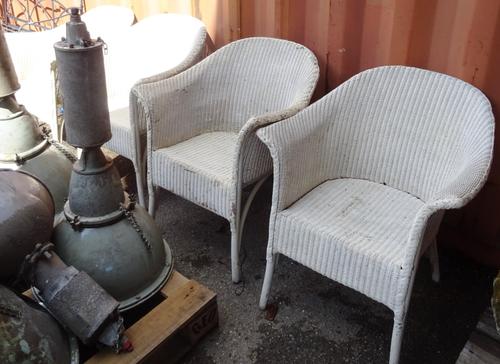 Lloyd Loom; a set of four white painted armchairs, (4).  OUT
