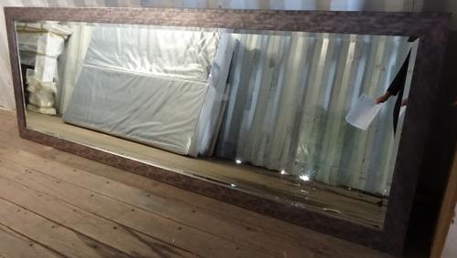 A 20th century silver painted rectangular mirror, 280cm wide x 110cm high.  EXTRA