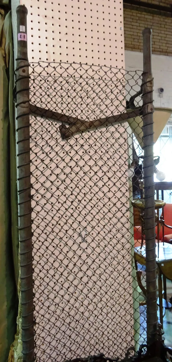 A 20th century metal folding medical stretcher [possibly military,  with chain mesh, 206cm wide.  D6