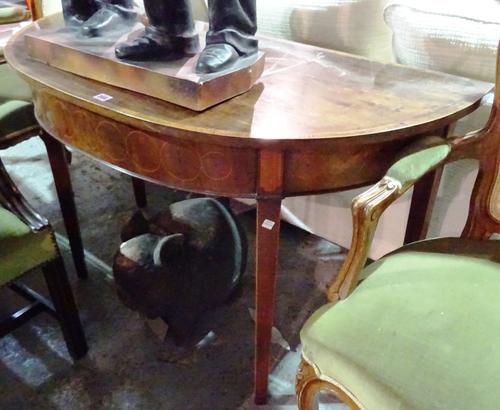 A 19th century mahogany demi-lune side table, 114cm wide.    BAY 2