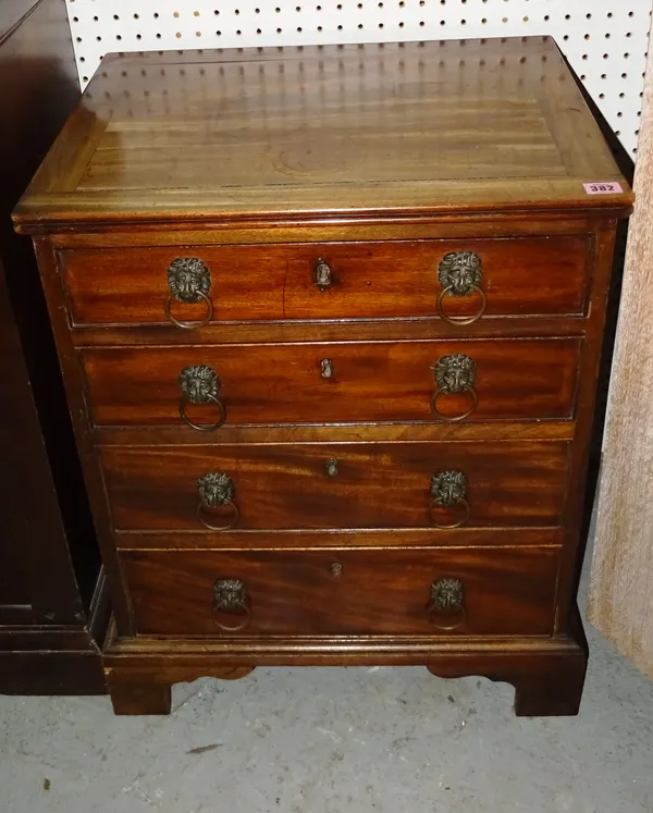 A George I and later converted mahogany four drawer commode, 56cm wide.   M10