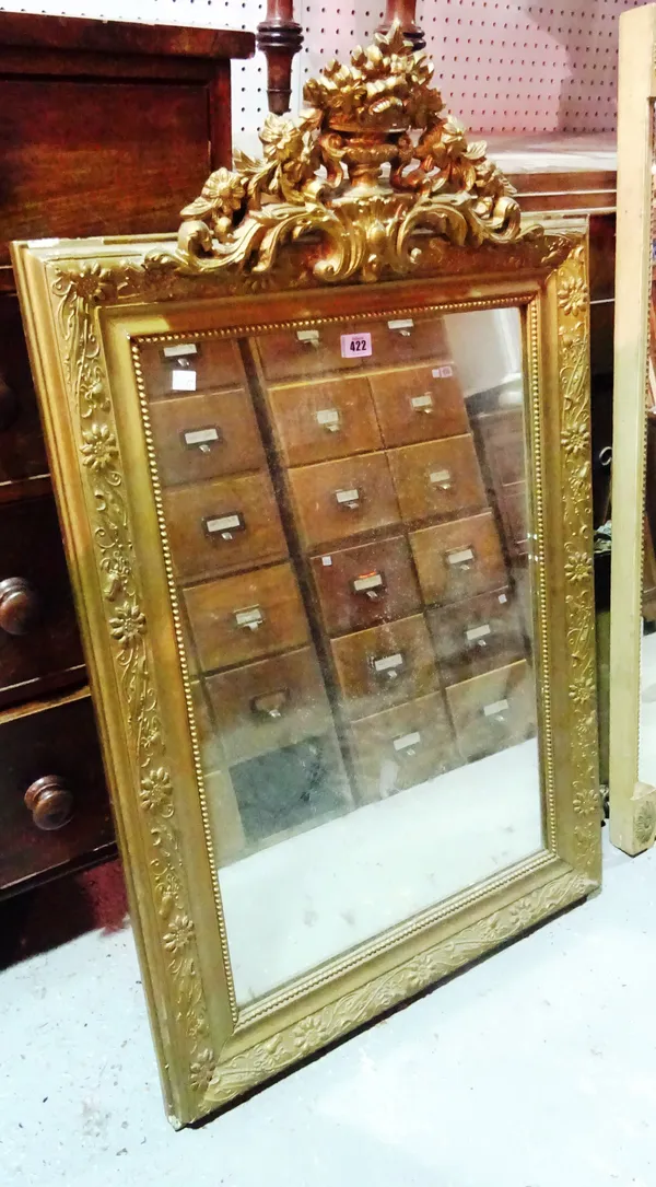 An early 20th century gilt framed rectangular mirror, 64cm wide x 108cm high.  MIRR