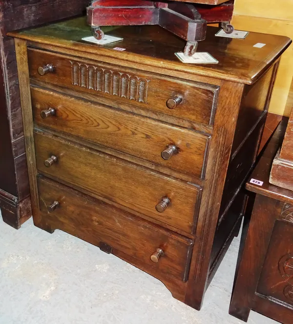 A 20th century oak four drawer chest, 79cm wide.   F9