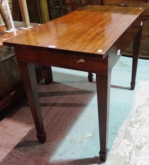 A mahogany rectangular side table on tapering supports, 104cm wide x 73cm high  EXTRA