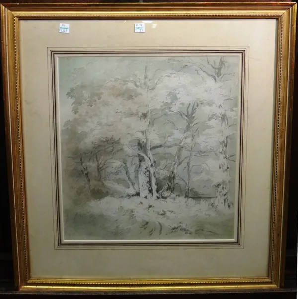 English School (19th century), Wooded scene, Hedgerow study, two watercolours, the larger 38cm x 33.5cm.(2)  K1