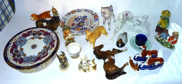 Ceramics, including; a quantity of 20th century animal models, Beswick and others, Hummel figures and a quantity of decorated plates.  S2T