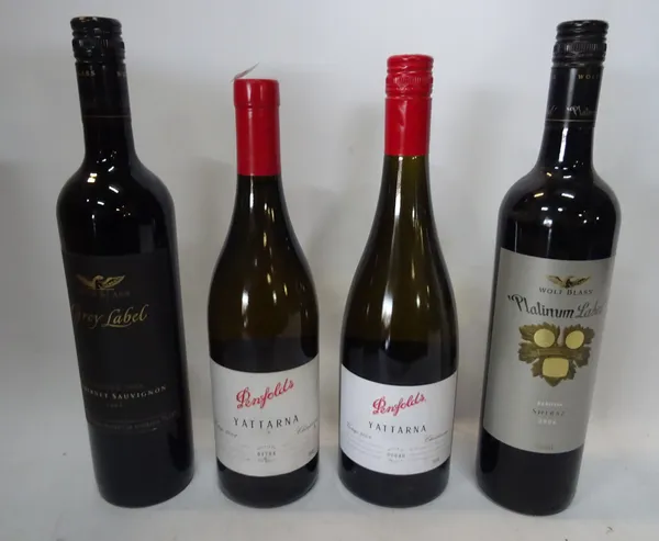 Nine bottles of red wine comprising, 2005 Penfolds Bin 28 Kalimna shiraz, 2005 Penfolds Bin 128 Coonawarra Shiraz, 1997 Wynns John Riddoch cabernet sa