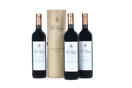 Three bottles of 2010 vintage St Hugo, Vetus Purum Coonawarra, cabernet sauvignon, one with presentation box, (3).  Illustrated