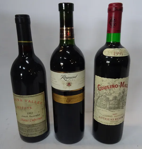 Nine bottles of red wine comprising; 1970 Chateau La Tour St Bonnet Medoc, 1982 Rustenberg, 1978 Chateau Pomys, 2005 Solar de Samaniego Rioja, 1991 Co