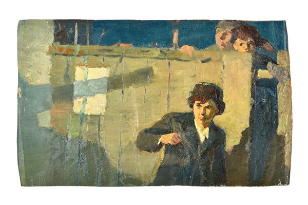 Russian School, (20th century), A group of four, including; Figures caught in a spotlight; A group of three children; A study of a hiding child and A