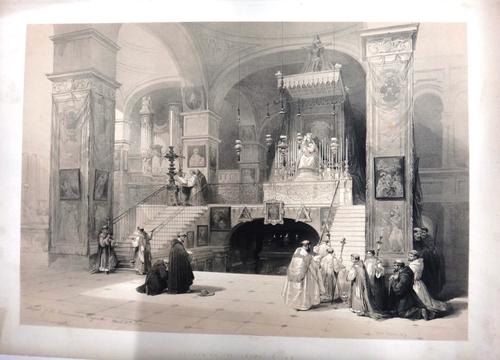 After David Roberts; Church of the Annunciation; The Convent of St Catharine on Mount Sinai; Cape Blanco; Nablous, Ancient Shechem, four lithographs b