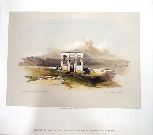 After David Roberts; Scene of the Quay of Suez; Temple of Isis on the roof of the Great Temple of Dendera; Statues of Memnon on the plain of Goorna at
