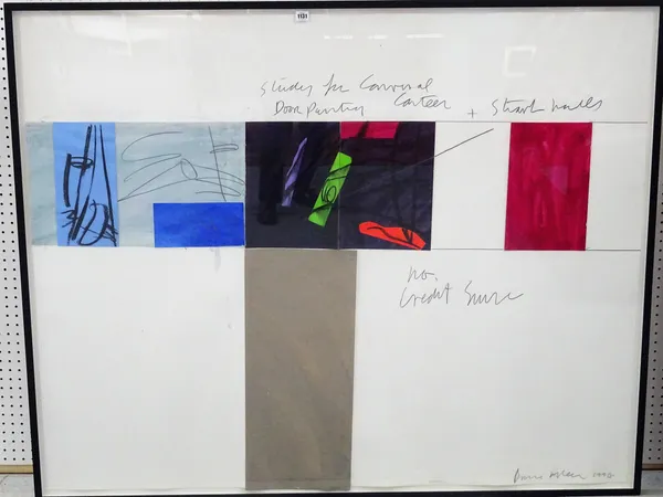 Bruce McLean (b.1944) Study for Carnival Canteen Door Painting, signed, inscribed and dated 1994, 121cm x 151cm.  DDS
