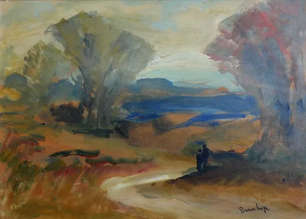 Ronald Ossory Dunlop (1894-1973), The path in the dunes, oil on board, signed, 26cm x 36.5cm. DDS