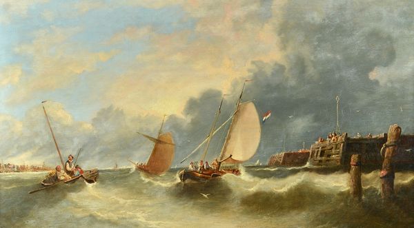 William Henry Williamson (1820-1883), View near Ostend, oil on board, 49cm x 89cm. Illustrated.