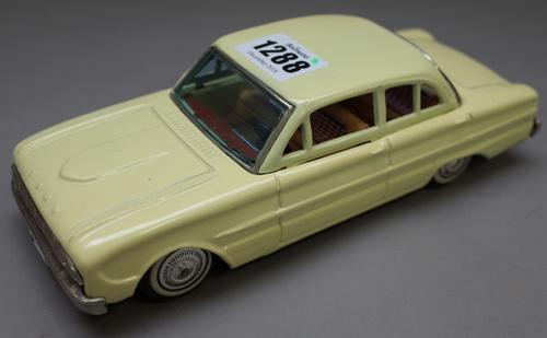 A Bandai tinplate Ford Falcon Sedan, circa 1961, boxed.
