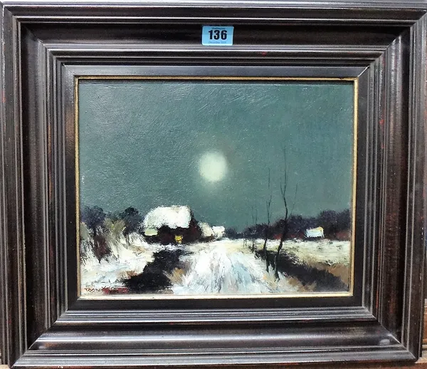 Antonius Henricus (Toon) Koster (1913-1990), A moonlit night, signed 'Toon Koster', oil on board, 22 x 28.5cm.  F1