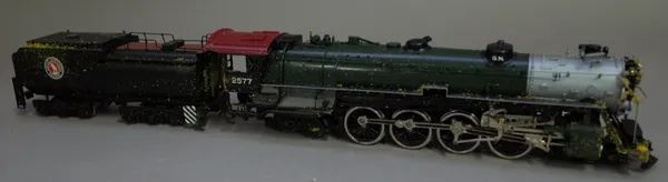 A Tenshodo HO gauge locomotive and tender; Great Northern 4-8-4 class S-2, No 143, boxed.