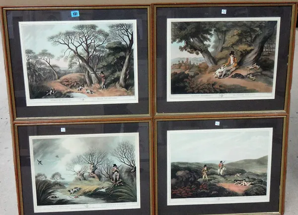 After Samuel Howitt, Shooting; Hunting, a group of eight reproduction prints from the original aquatints, each 34.5cm x 46.5cm. (8)  F1