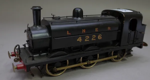 An O gauge scratch built electric tank locomotive, 0-6-0, LNER, 4226, black livery, 22cm.