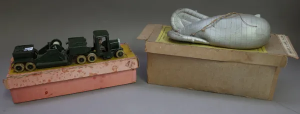 Britains No 1641 Underslung lorry, circa 1939, boxed and Britains No.1749 Balloon and winch, boxed, (a.f.), (2).