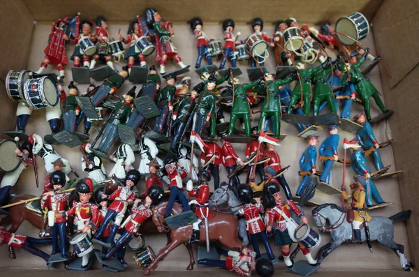 A quantity of Britains hollow cast lead figures, pre-war, military subjects, (repainted), (qty).