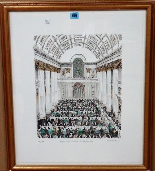 A group of four, including a David Gentleman print of the Egyptian Hall, Mansion House, a Hugh Casson print of the Lord Mayor'ds procession, a print o